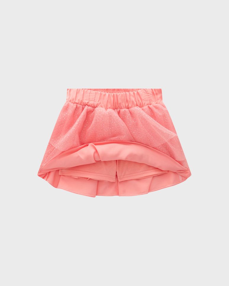 Conjunto Menina Blusa Estampa Bordada E Saia De Tule - Carinhoso