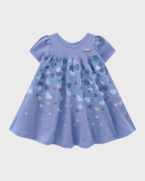 Conjunto Menina Vestido Estampado + Calcinha Malha Texturizada - Carinhoso