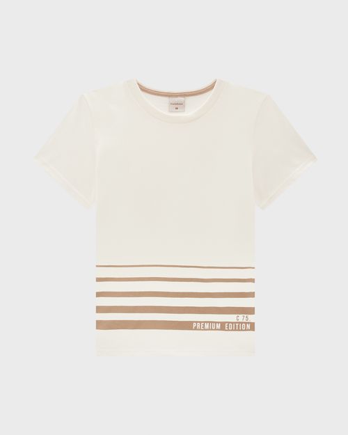 Conjunto Menino Camiseta Listras Frontais Em Algodão - Carinhoso