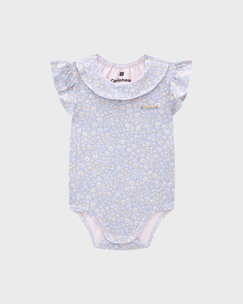 Conjunto Menina Body Estampado E Shorts Em Algodão - Carinhoso