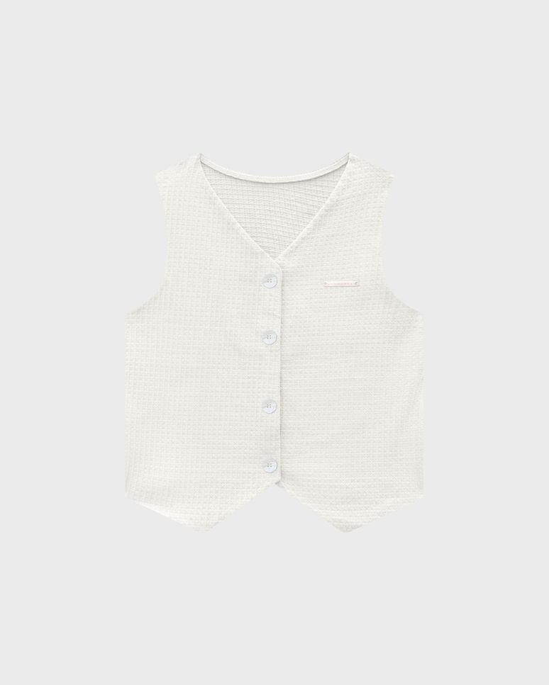 Conjunto Menina Colete E Shorts Em Algodão Texturizado - Carinhoso