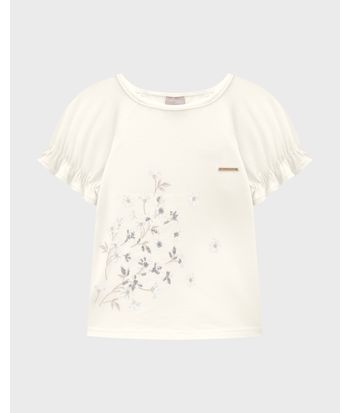 Conjunto Menina Blusa E Shorts Com Estampa Floral Em Algodão - Carinhoso