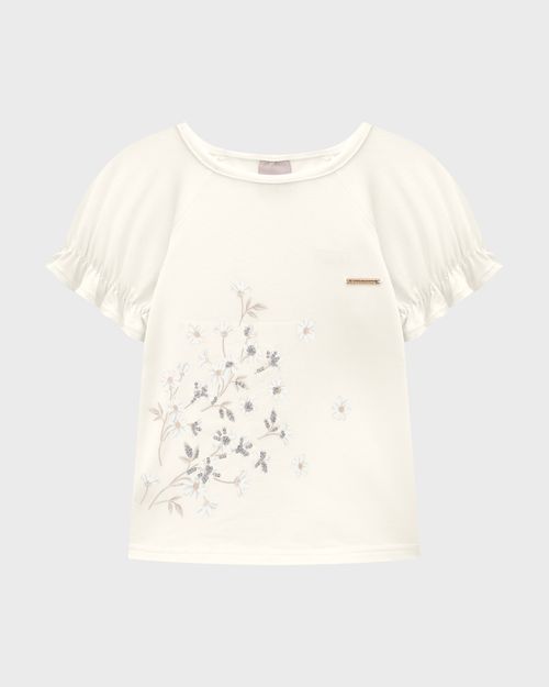 Conjunto Menina Blusa E Shorts Com Estampa Floral Em Algodão - Carinhoso