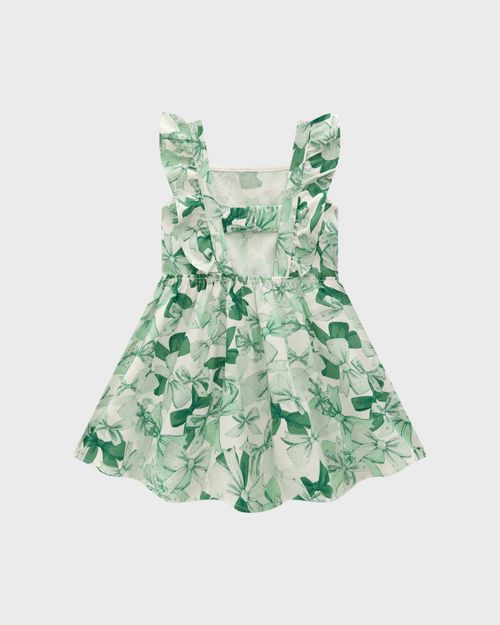 Vestido Menina Estampa Laço Em Algodão Texturizado - Carinhoso