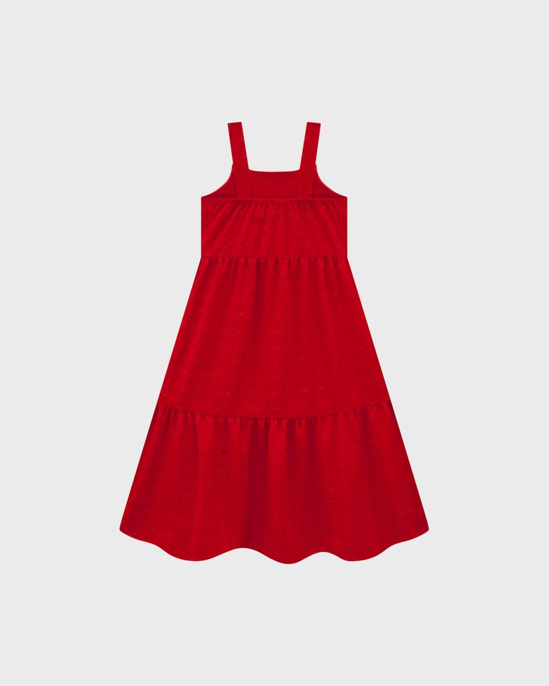 Vestido Menina Midi Decote Quadrado Em Plumetis Coração - Carinhoso