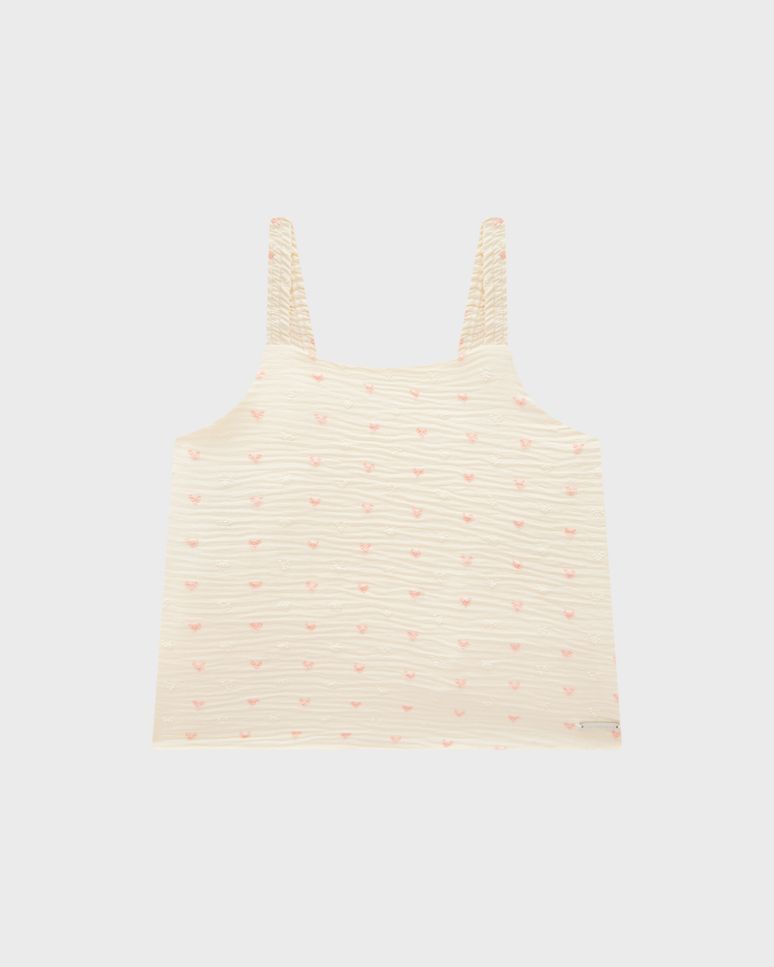 Conjunto Menina Regata E Shorts Saia Em Plumetis Coração - Carinhoso