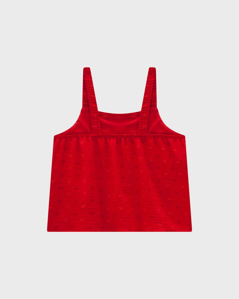 Conjunto Menina Regata E Shorts Saia Em Plumetis Coração - Carinhoso