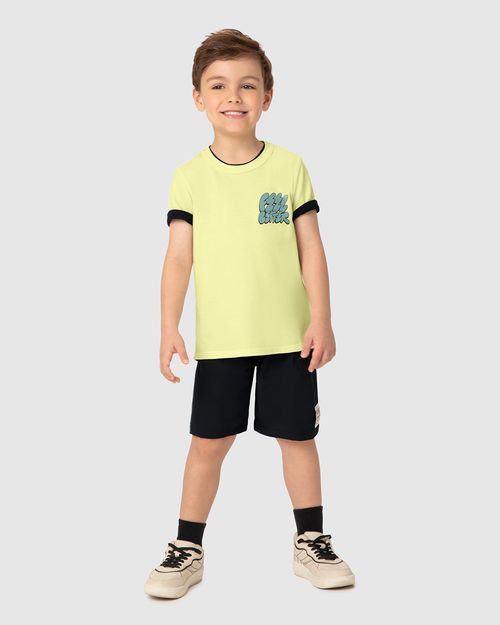 Conjunto Infantil Menino Camiseta Estampa Frente E Costas Malwee Kids