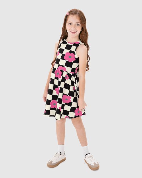 Vestido Infantil Estampa Quadriculada Em Algodão Malwee Kids