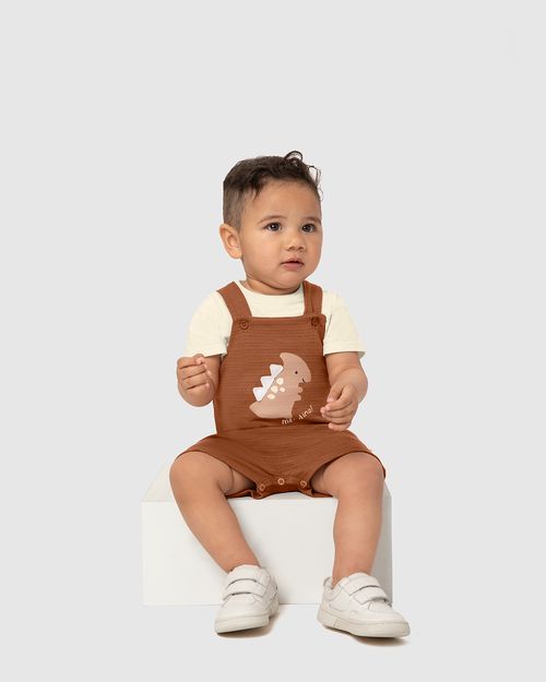 Conjunto Infantil Menino Camiseta + Macacão Mini Dino Malwee Kids