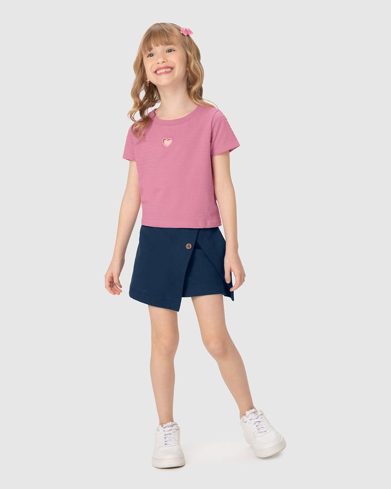 Conjunto Infantil Menina Blusa Box + Shorts Saia Malwee Kids