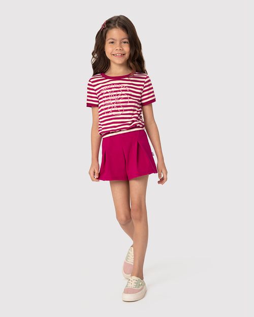 Conjunto Infantil Menina Blusa Listrada Flowers Em Algodão Malwee Kids