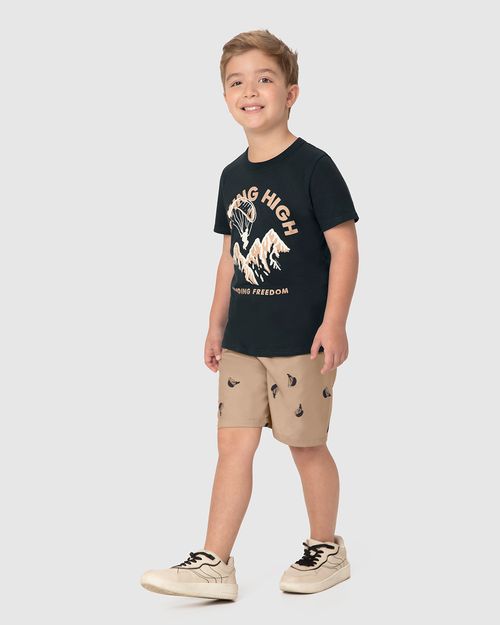 Conjunto Infantil Menino Camiseta E Bermuda Com Estampas Malwee Kids