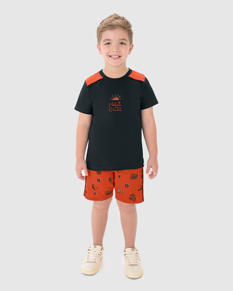 Conjunto Infantil Menino Freedom Camiseta + Bermuda Malwee Kids