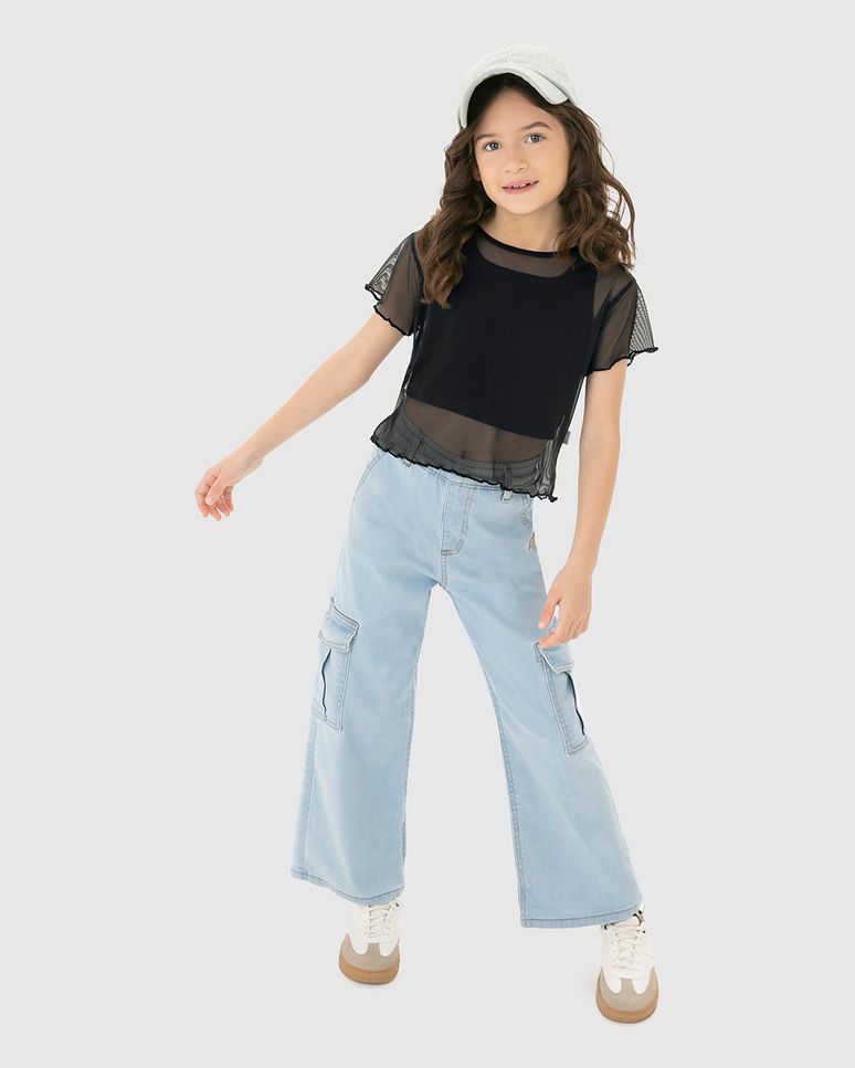 Conjunto Infantil Menina Top + Blusa Em Algodão E Tule Malwee Kids