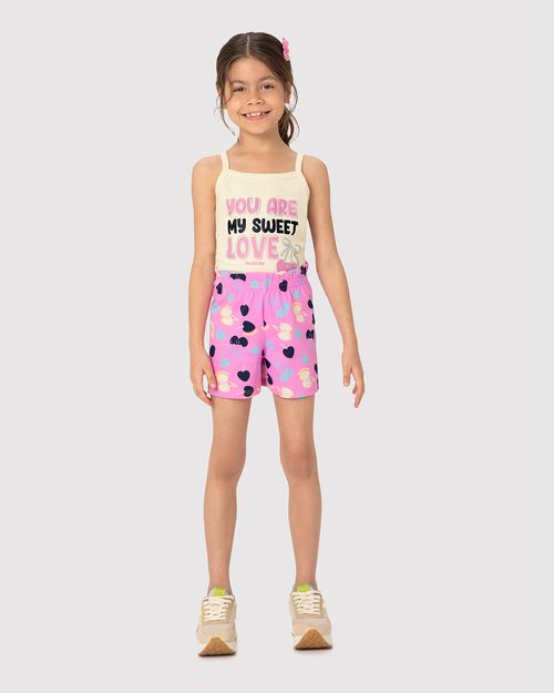 Conjunto Infantil Menina Regata E Shorts Estampado Em Algodão Malwee Kids