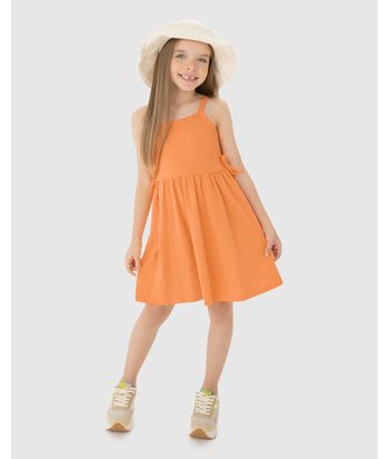 Vestido Infantil Laço Lateral Em Algodão Malwee Kids