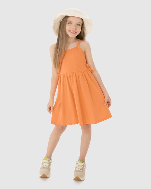 Vestido Infantil Laço Lateral Em Algodão Malwee Kids