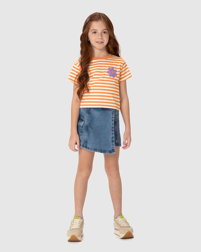 Blusa Infantil Menina Box Listrada Em Algodão Malwee Kids