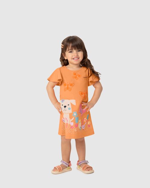 Vestido Infantil Amplo Com Estampa Em Algodão Malwee Kids