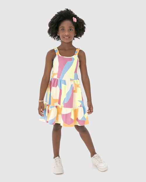 Vestido Infantil Estampa Abstrata Em Malha Texturizada Malwee Kids