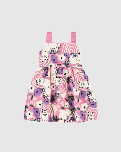 Vestido Infantil Estampa Lhama Em Algodão Malwee Kids