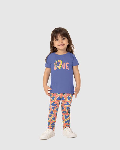 Conjunto Infantil Menina Blusa E Legging Estampada Em Algodão Malwee Kids
