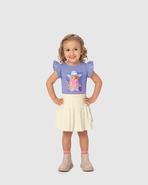 Conjunto Infantil Menina Blusa Estampada E Saia Evasê Malwee Kids