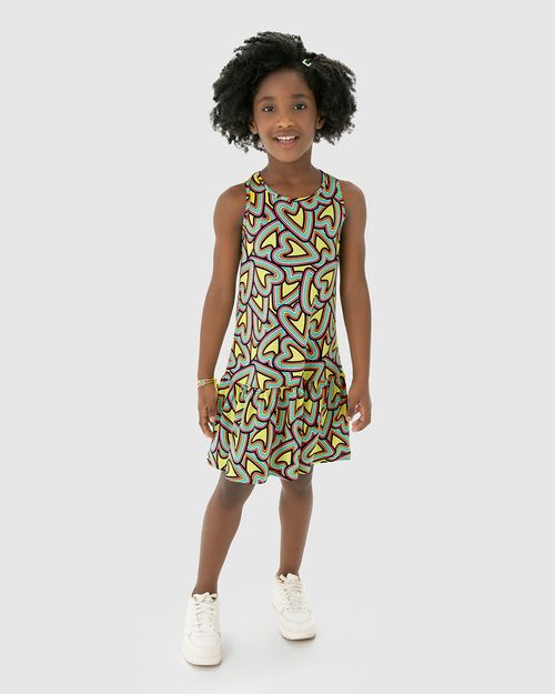 Vestido Infantil Barra Franzida Estampado Em Algodão Malwee Kids