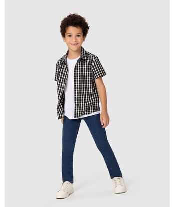 Camisa Infantil Menino Manga Curta Xadrez Em Tricoline Malwee Kids