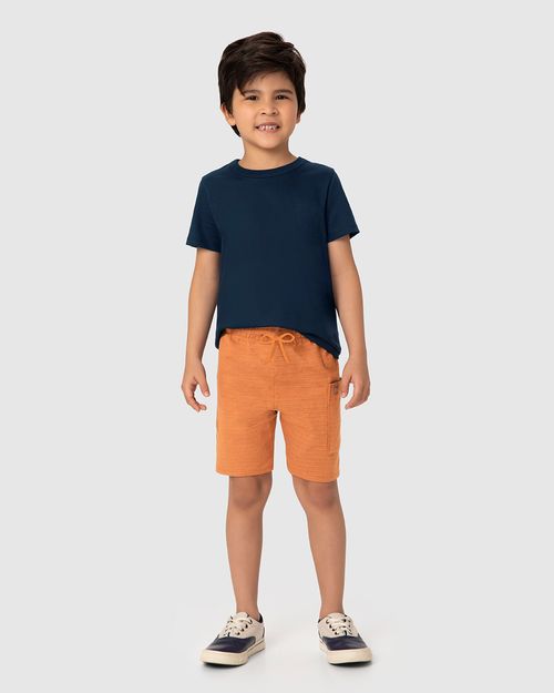 Bermuda Infantil Menino Bolso Lateral Em Malha Texturizada Malwee Kids