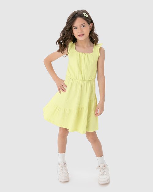 Vestido Infantil Acinturado Decote Quadrado Em Malha Texturizada Malwee Kids