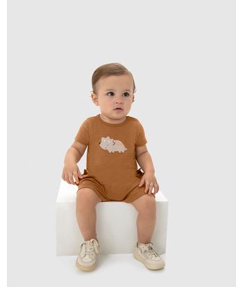 Macaquinho Infantil Menino Aplique Lateral Em Malha Texturizada Malwee Kids