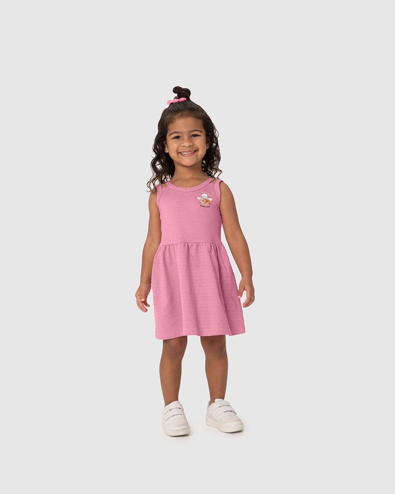 Vestido Infantil Alça Dupla Em Malha Texturizada Malwee Kids