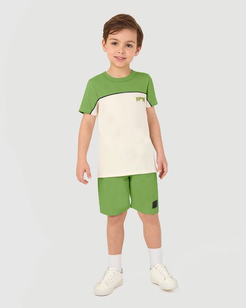 Conjunto Infantil Menino Camiseta Bicolor Em Algodão Malwee Kids