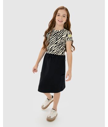 Conjunto Infantil Menina Blusa Animal Print + Saia Midi Cargo Malwee Kids