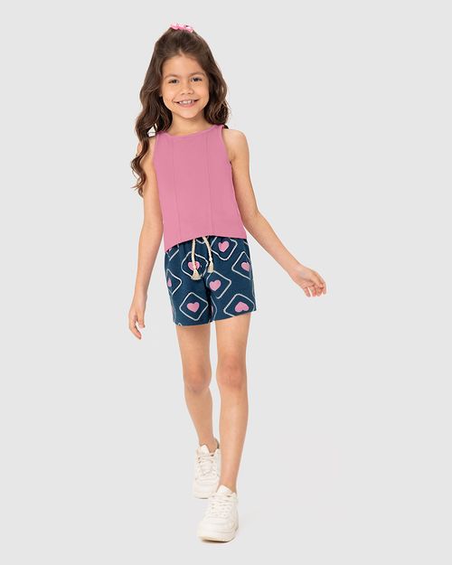 Conjunto Infantil Menina Regata Cropped + Shorts Estampado Malwee Kids