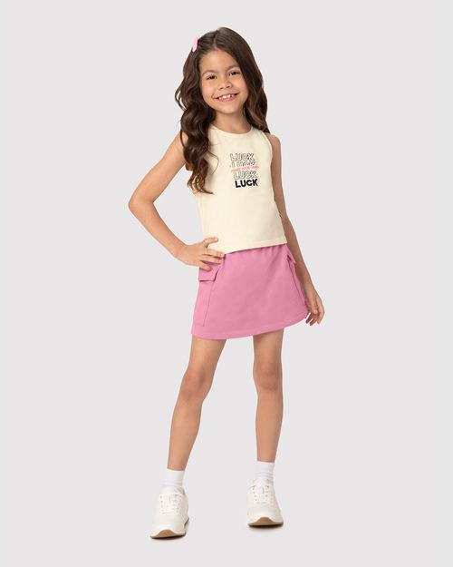 Conjunto Infantil Menina Regata + Shorts Saia Em Moletinho Malwee Kids