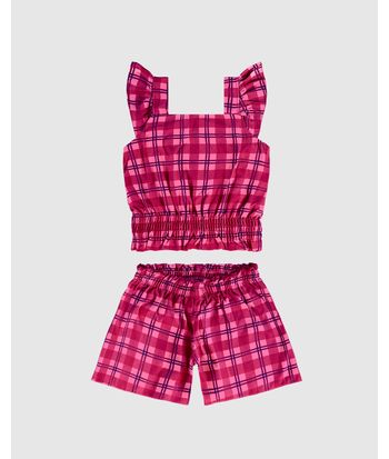 Conjunto Infantil Menina Estampa Xadrez Em Viscose Malwee Kids