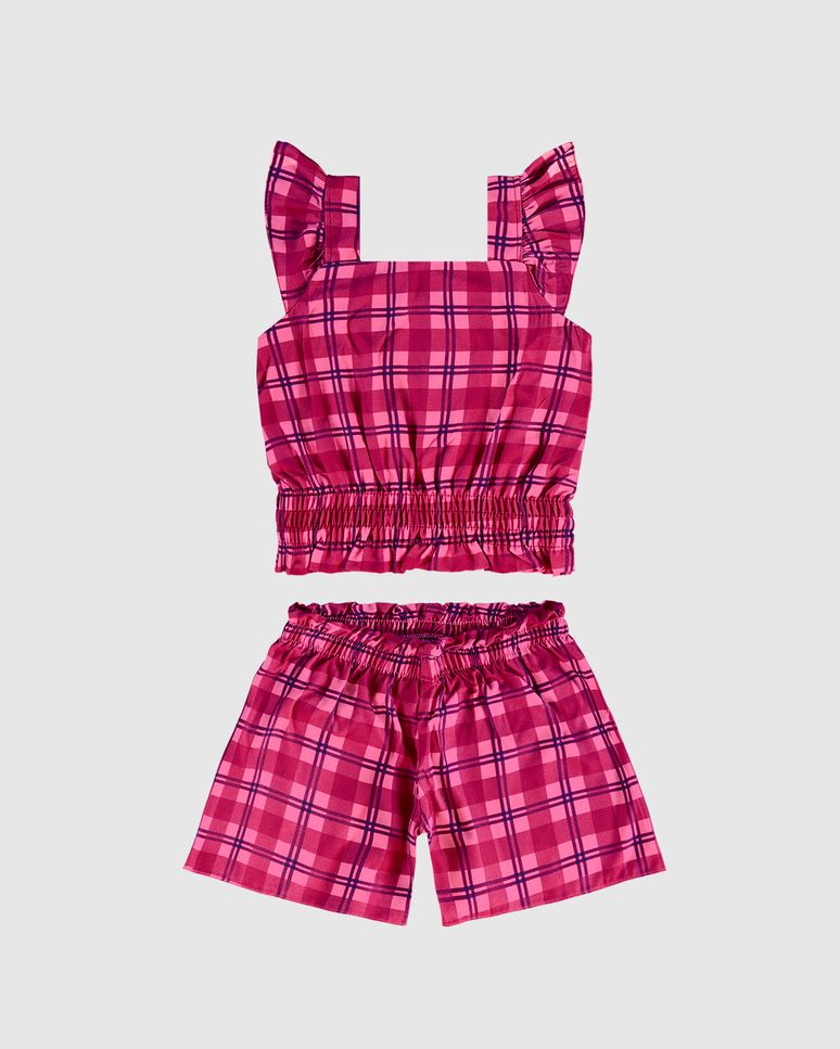 Conjunto Infantil Menina Estampa Xadrez Em Viscose Malwee Kids