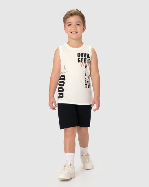 Regata Infantil Menino Estampa Lettering Em Algodão Malwee Kids