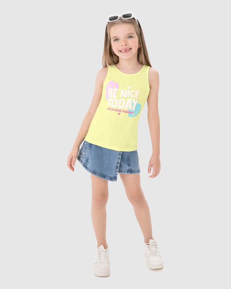Regata Infantil Menina Be Nice Today Em Algodão Malwee Kids