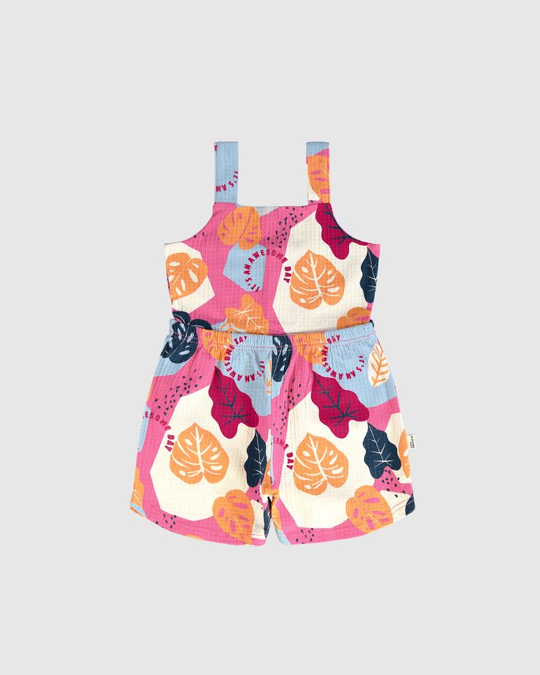 Macaquinho Infantil Menina Decote Quadrado Em Malha Texturizada Malwee Kids