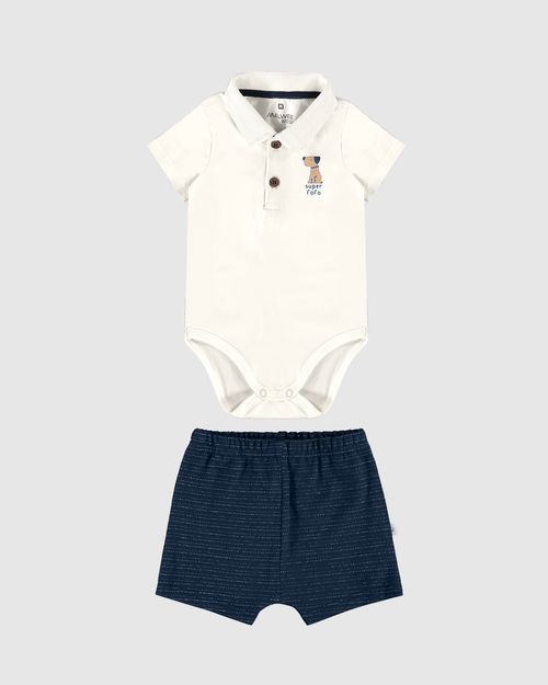 Conjunto Infantil Menino Body Estampa Puff + Bermuda Malwee Kids