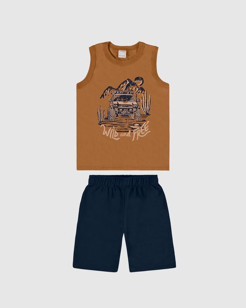 Conjunto Infantil Menino Regata + Bermuda Em Algodão Malwee Kids