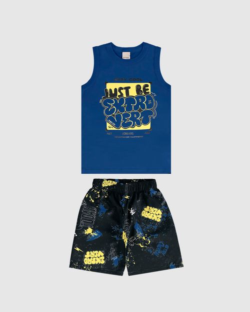 Conjunto Infantil Menino Estampado Bermuda Microfibra Malwee Kids