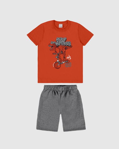 Conjunto Infantil Menino Camiseta Com Bermuda Em Moletinho Malwee Kids