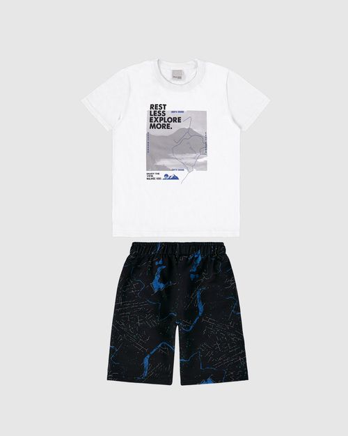 Conjunto Infantil Menino Camiseta E Bermuda Estampada Em Algodão Malwee Kids