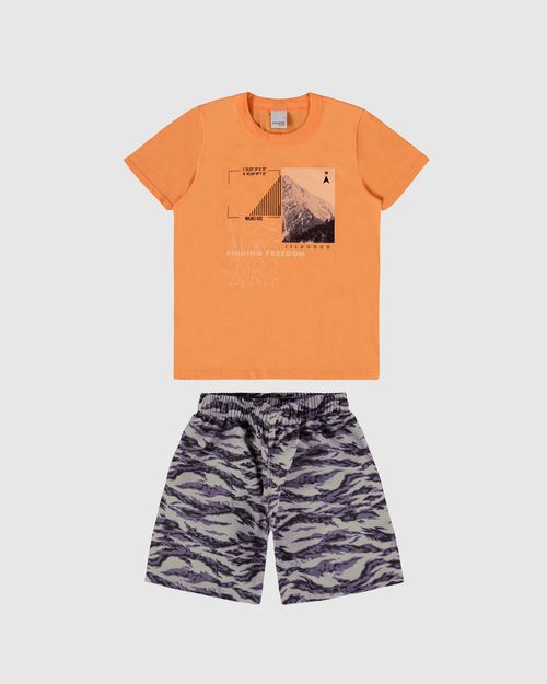 Conjunto Infantil Menino Camiseta E Bermuda Com Estampas Malwee Kids