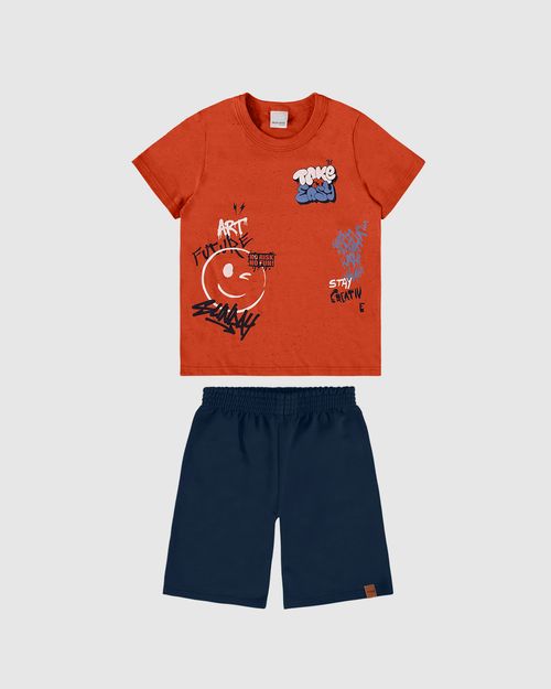 Conjunto Infantil Menino Camiseta Art Future Em Malha Botonê Malwee Kids